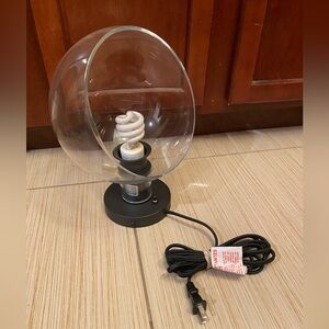 Rejuvenation Lighted Modern Orb Black Glass Table Lamp